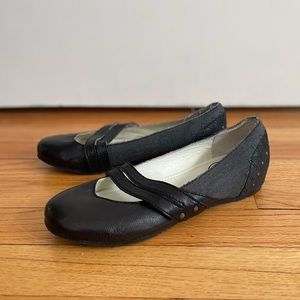 Palladium Black Leather and Canvas Mary Jane Flats - Size 7